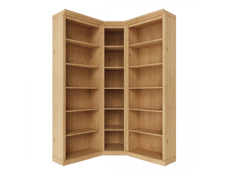 Kit com 3 estantes para canto em Madeira Maciça com 3 peças– Acabamento em cera natural com o toque acetinado | Coleção Biblioteca
